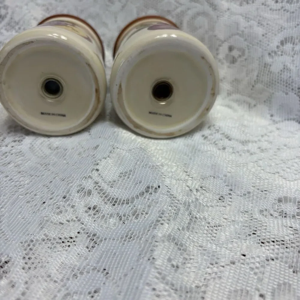 Vintage Fruit Salt Pepper Shakers Apple Grape Pear Ceramic Farmhouse Set